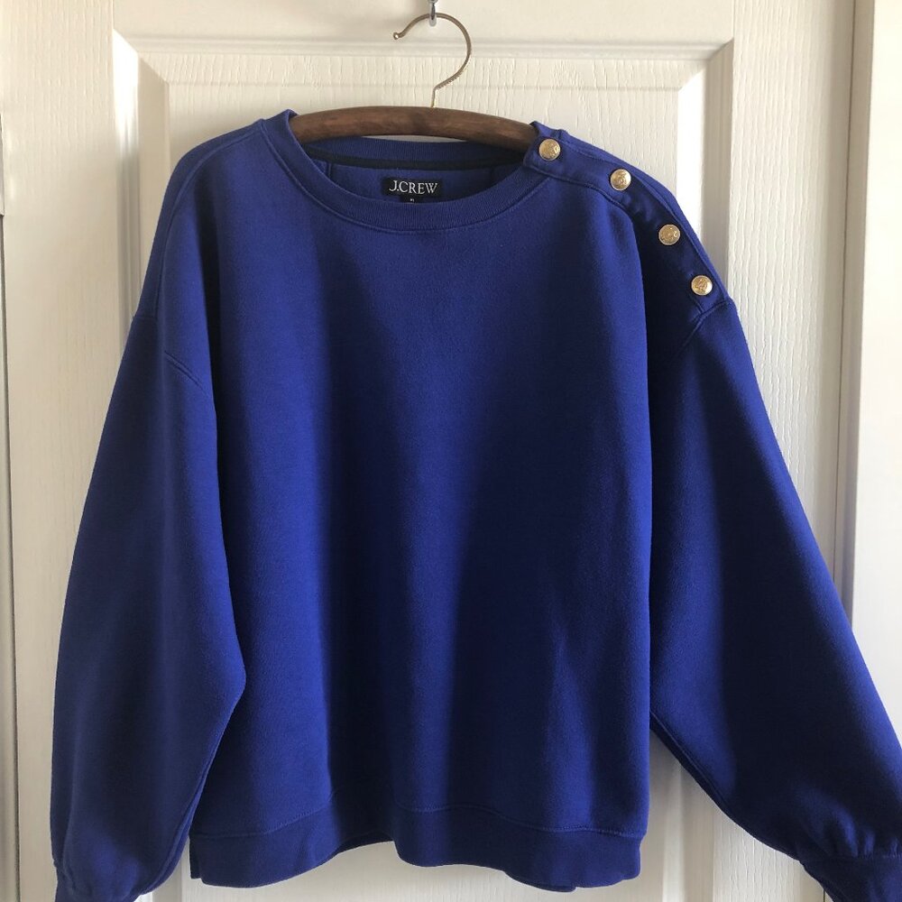 J. Crew Heritage fleece crewneck sweatshirt with buttons